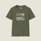 Running On Caffeine And Constitutional Fury - Low Battery T-Shirt